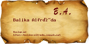 Balika Alfréda névjegykártya